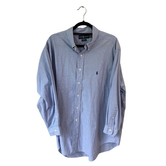 Ralph Lauren Yarmouth 100% Cotton Lighter Blue Men's Size 17 1/2 - Picture 1 of 8